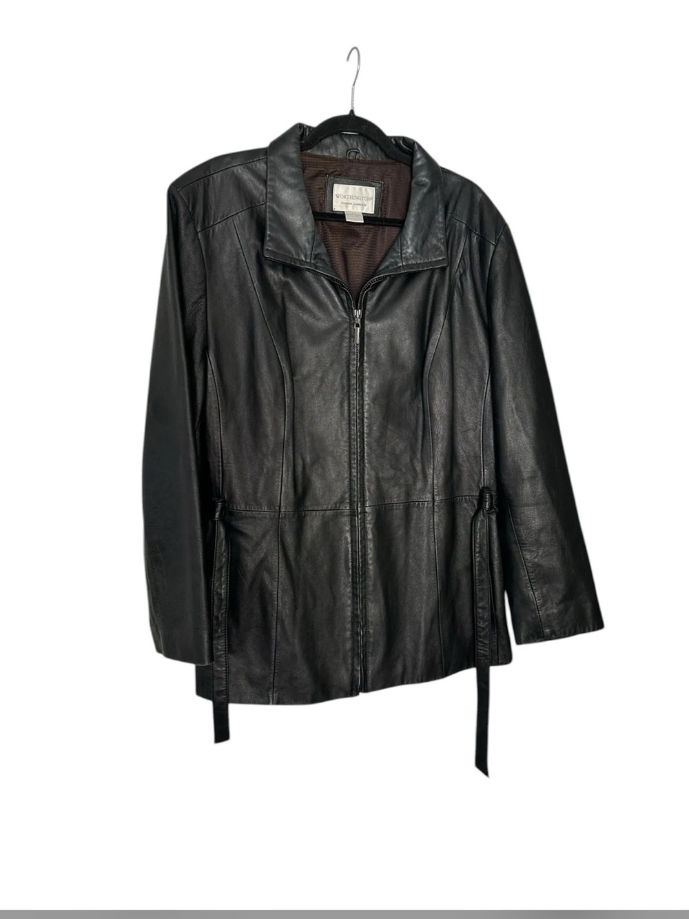 Worthington Genuine Lambskin Zip Leather Jacket